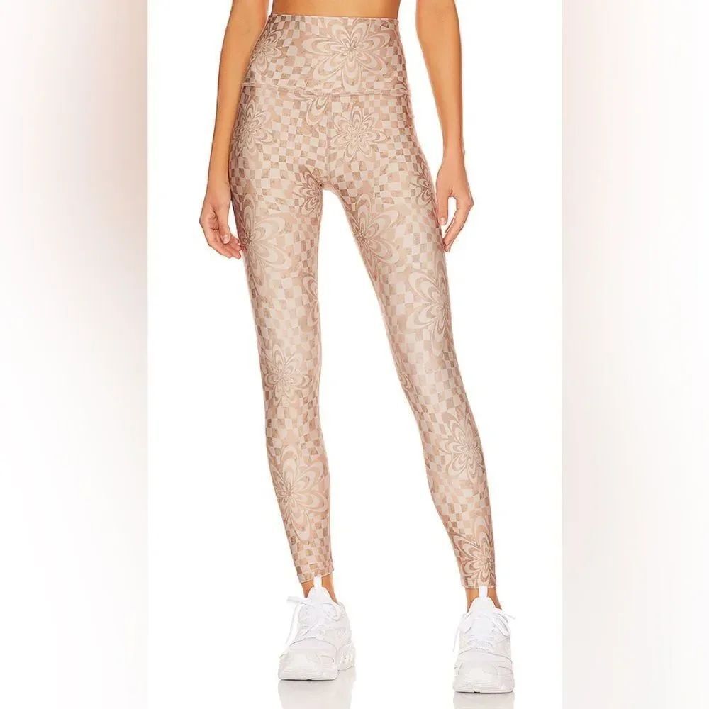 Beyond Yoga High Waisted Midi Legging in Check Flower Small